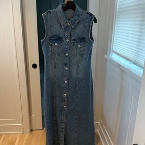Zara Blue Denim Sleeveless Maxi Dress